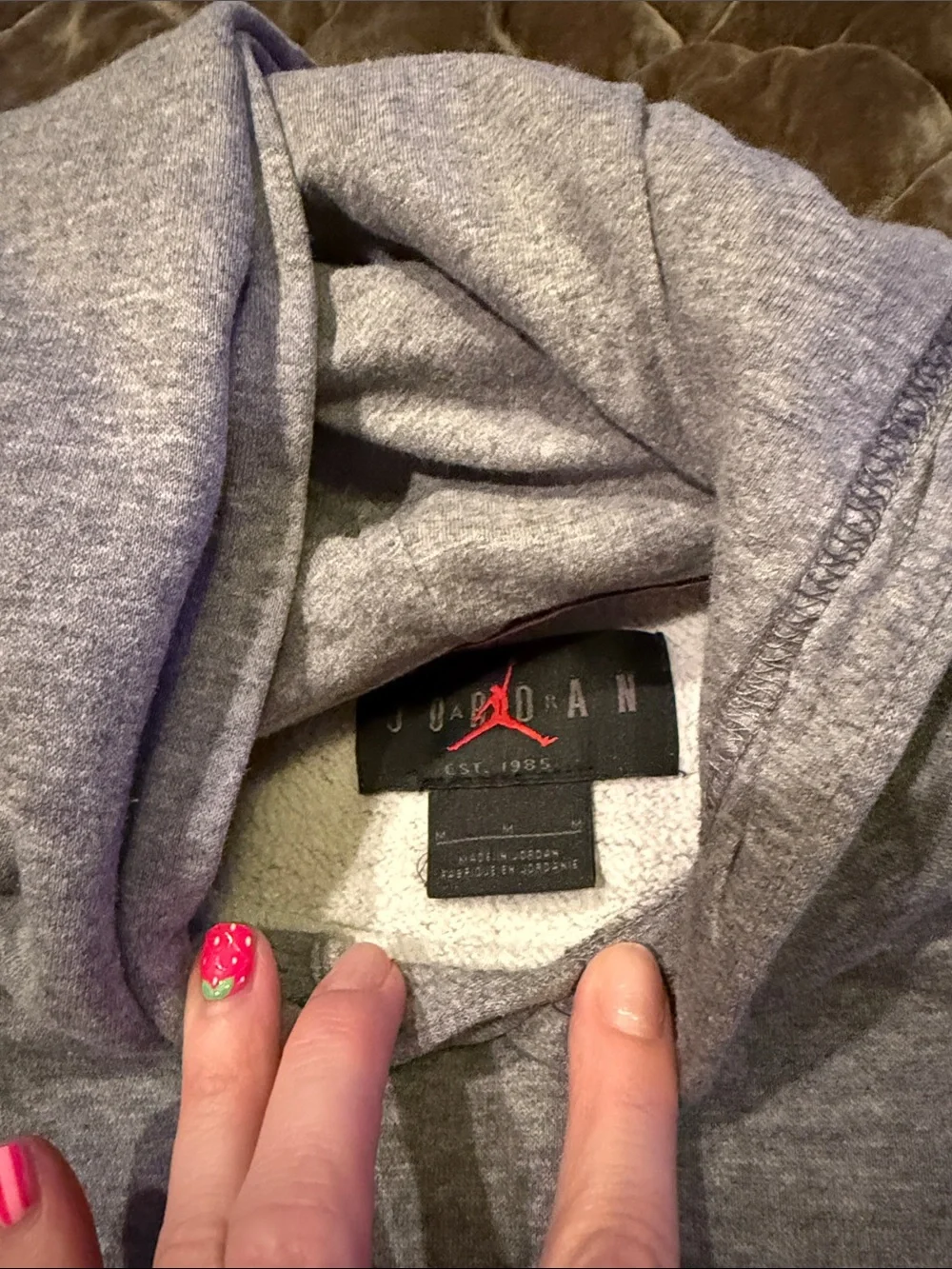 Jordan Heather Gray Pullover Hoodie with White Jumpman